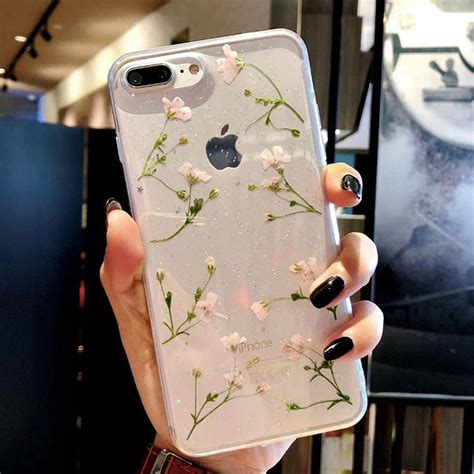 Clear Phone Cases For Iphone X Fashion Real Dried Flower Case For