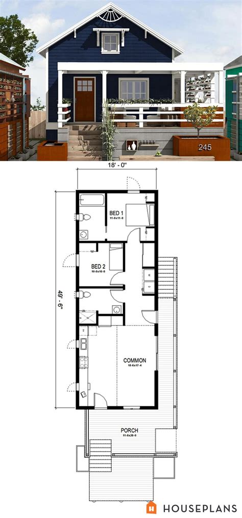 Cottage Style House Plan 2 Beds 2 Baths 891 Sqft Plan 497 23