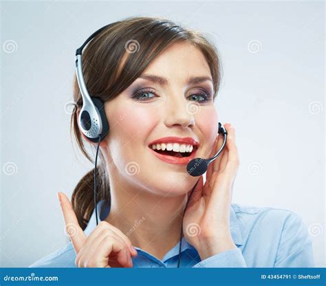 Close Up Woman Call Center Operator Smiling Busin Stock Image Image Of People Help 43454791