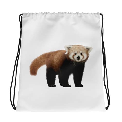 Red Panda Print Drawstring Bag