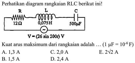 Perhatikan Diagram Rangkaian RLC Berikut Ini R L C 12 Oh