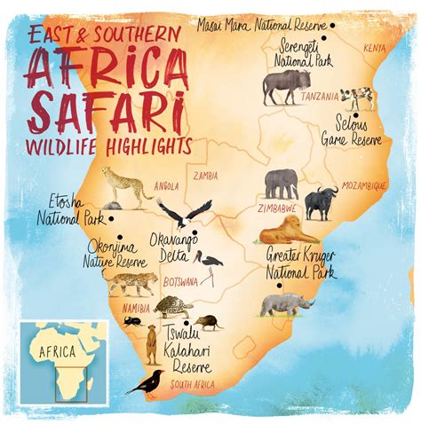 Africa Safari Map Africa Illustrated Map Africa Map