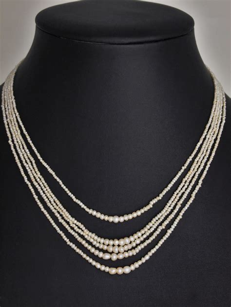 Georgian Seed Pearl Multi Strand Necklace With Ornate Clasp Sellingantiques Co Uk