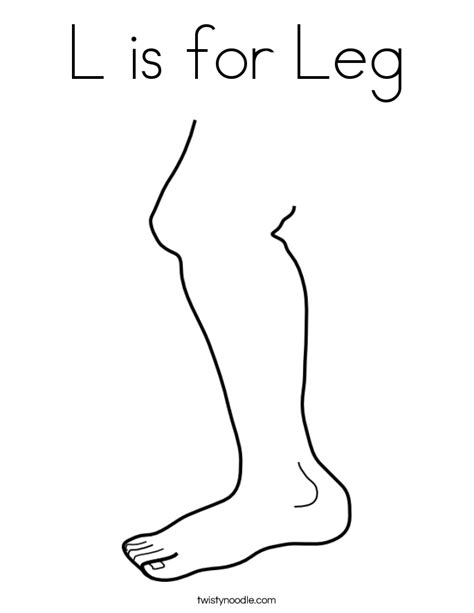 L is for Leg Coloring Page - Twisty Noodle
