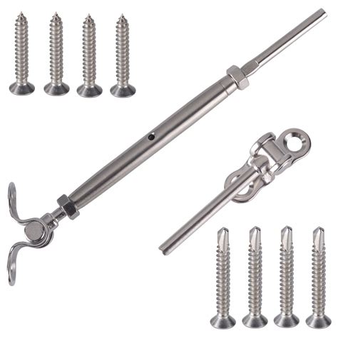 Senmit Stainless Steel Turnbuckle Deck Toggle Set For 18 Cable Railin