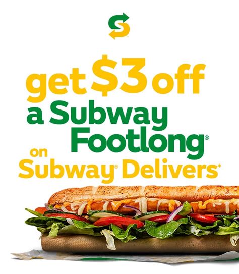 DEAL Subway 3 Off Footlong Sub Via Subway Delivers Until 17