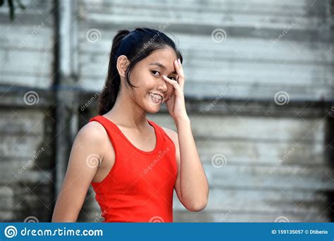An A Bashful Diverse Female Stock Image Image Of Female Shyness