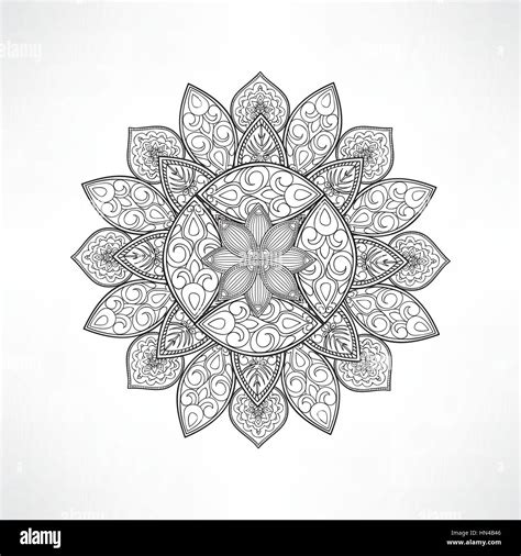 Geometric Flower Mandala For Coloring Mandala Vector Coloring Page
