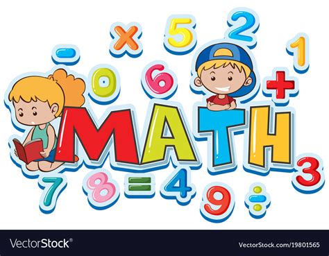 Font Design For Word Math With Many Numbers Vector Image