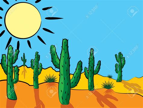 Vector Cactus In Desert Clip Art Royalty Free Cliparts Vectors