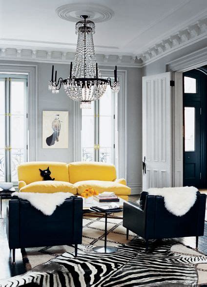 Living Room Grey Black White With Pops Of Bright Yellow Nice