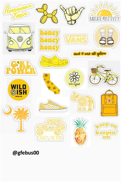 Yellow Aesthetic Sticker 23 Pack Large 3 X 3 Big Moods Yellow