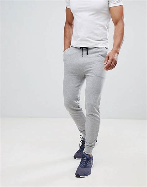 Asos Design Skinny Sweatpants In Gray Marl Asos