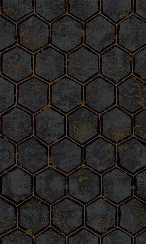 Graphite Weathered Honeycomb Geometric Wallpaper R6345 Geometric