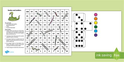 Snakes And Ladders Template Board Game 1 100 Twinkl