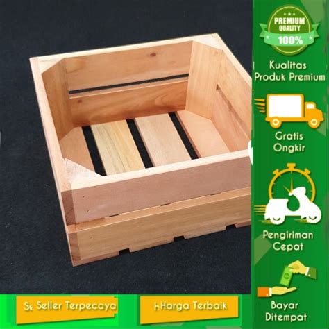 Jual Wooden Crate Peti Kotak Penyimpanan Box Kayu Dekorasi 24cm X 22cm