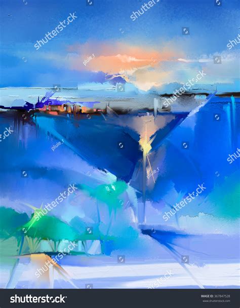 Abstract Colorful Oil Painting Landscape On Canvas Semi