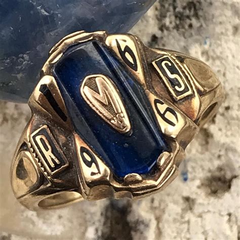 Vintage 1966 M High School Class Ring Size 8 10k Yellow Gold Etsy