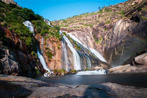 Waterfall Of Ezaro On The River Jallas In Galicia Spain Stock Photo