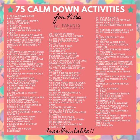 75 Calm Down Strategies For Kids