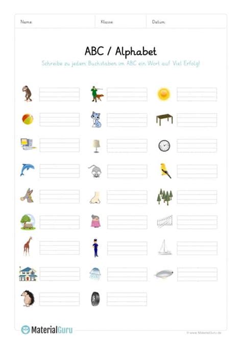 Didaktische anleitungen, unterrichtsmodelle, leitfäden, arbeitsblätter, broschüren und flyer.&nbsp; ABC / Alphabet lernen - MaterialGuru