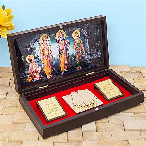 Buysend 24 Carat Gold Plated Ram Darbar Pooja Box Online Ferns N Petals