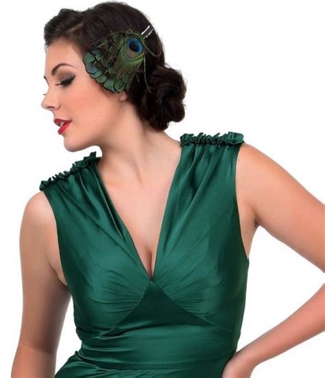 Emerald Green Old Hollywood Style Satin Gown Deco Shop