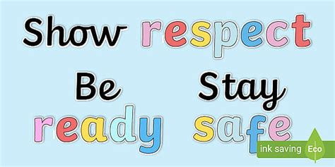 👉 Be Ready Show Respect Stay Safe Display Lettering