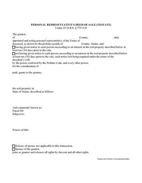 Lincoln County Personal Representative Deed Of Sale Testate Forms