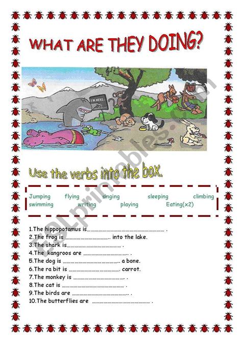 What Are They Doing Animals Esl Worksheet By Teach75