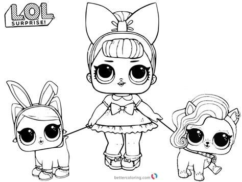Find more coloring pages online for kids and adults of lol dolls coloring pages to print. LOL Coloring Pages with two pet dolls - Free Printable ...
