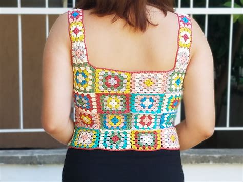 pastel colors crochet tank top in granny square pattern etsy australia