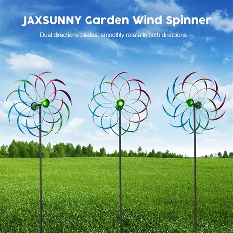 Jaxpety Metal Kinetic Rainbow Windmill Black Steel Wind Spinner At