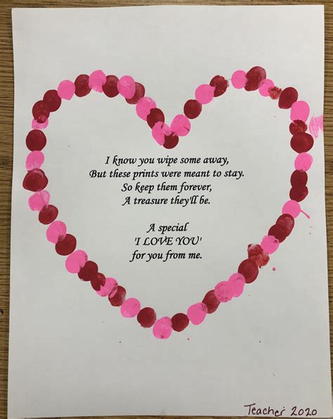 Valentines Day Heart Poem Fingerprints Valentines Day Hearts