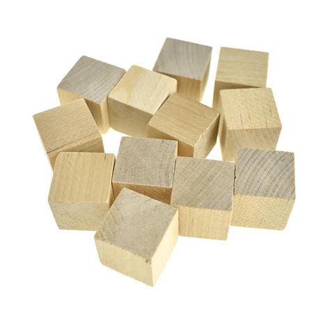 Natural Wooden Cube Blocks 34 Inch 12 Piece