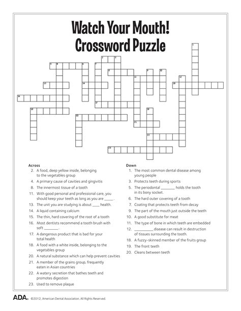 Health Crossword Puzzle Printable Printable Word Searches