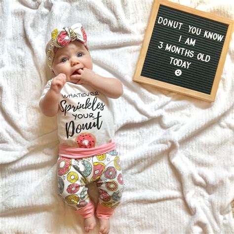 Three Months Old Donuts Baby Girl Letterboard Baby Girl Newborn