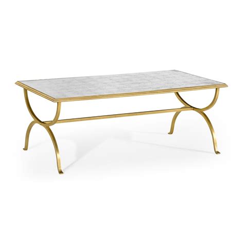 Tangkula rectangular glass coffee table, modern side coffee table w/lower shelf, tempered glass tabletop & metal legs, suitable for living room office (natural) 4.8 out of 5 stars. Rectangular Gold Coffee Table With Glass Top | Swanky ...