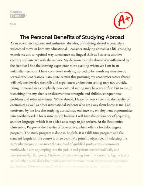 The Personal Benefits Of Studying Abroad Essay Example 990 Words