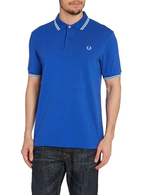 fred perry twin tipped regular fit polo shirt in blue for men lyst