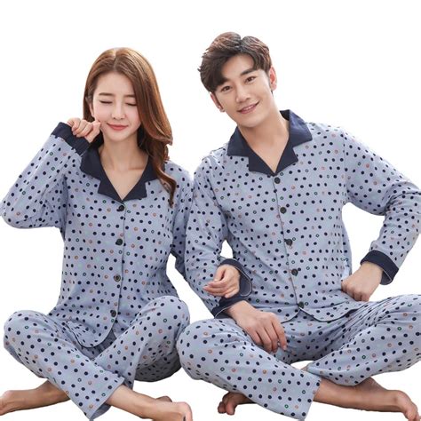 Buy 100 Cotton Couple Pajamas Women Long Sleeve Autumn Pajama Sets Casual