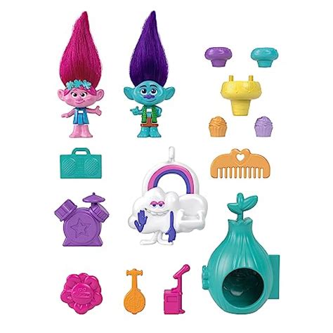 Polly Pocket And Dreamworks Trolls Compact Playset With Poppy And Branch