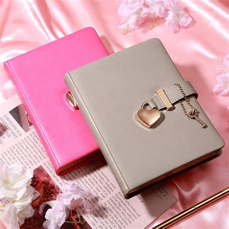 heart shaped lock diary with key pu leather cover diary with etsy