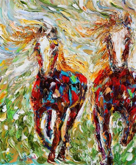 Original Oil Painting Wild Horses Equine Palette Kniife Fine Etsy
