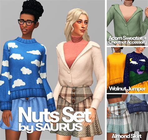 Nuts Cozy Set Of Sweaters And Skirts At Saurus Sims Sims 4 Updates