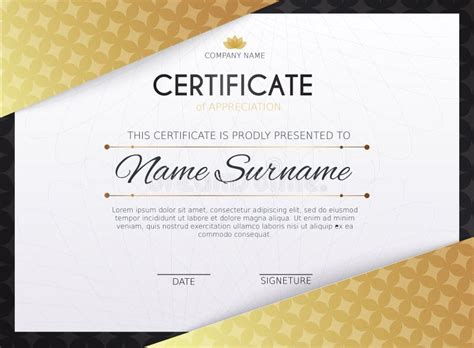 Certificate Template With Golden Decoration Element Design Diploma