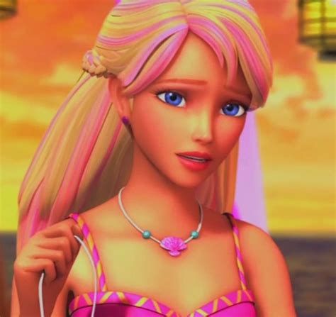 a barbie doll with blonde hair and blue eyes wearing a pink dress in front of a cityscape