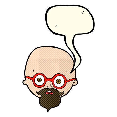 Cartoon Shocked Man With Beard With Speech Bubble Stock Illustration