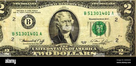 Obverse Side Of 2 Two Dollars Bill Banknote Series 1976 With The