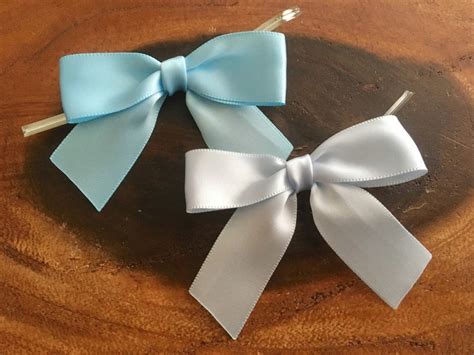 12 BABY Or PALE BLUE 3 Pre Made Satin Bows Etsy